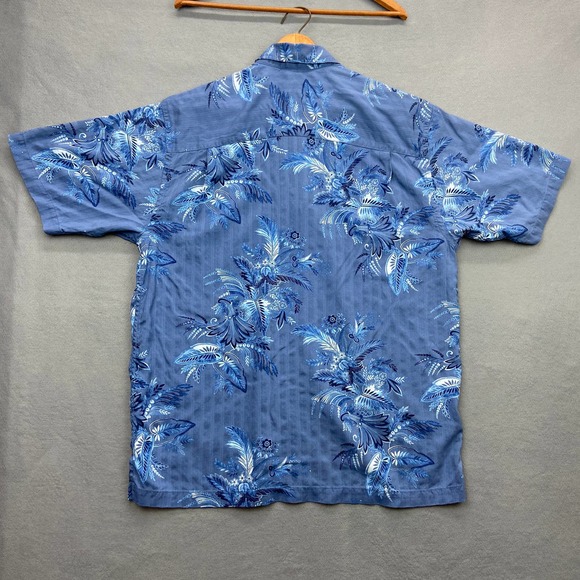 Tommy Bahama 100% Silk Hawaiian Shirt Men's Large Floral Blue - Picture 7 of 7